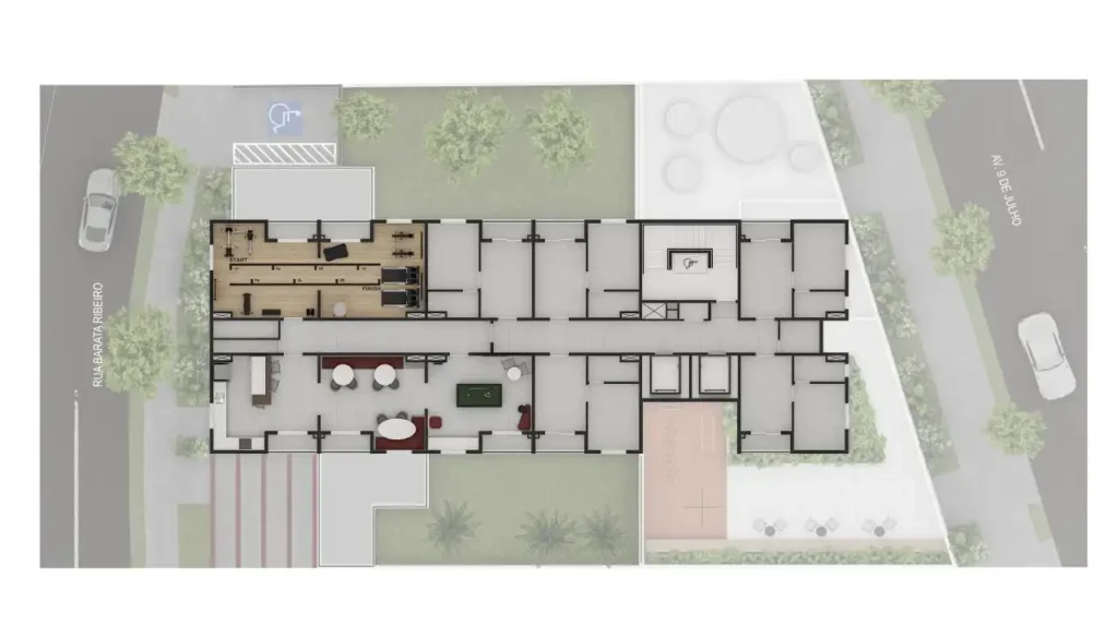 Implantação condomínio Vinx Connect Paulista - Residencial — 1 quartos em Bela Vista