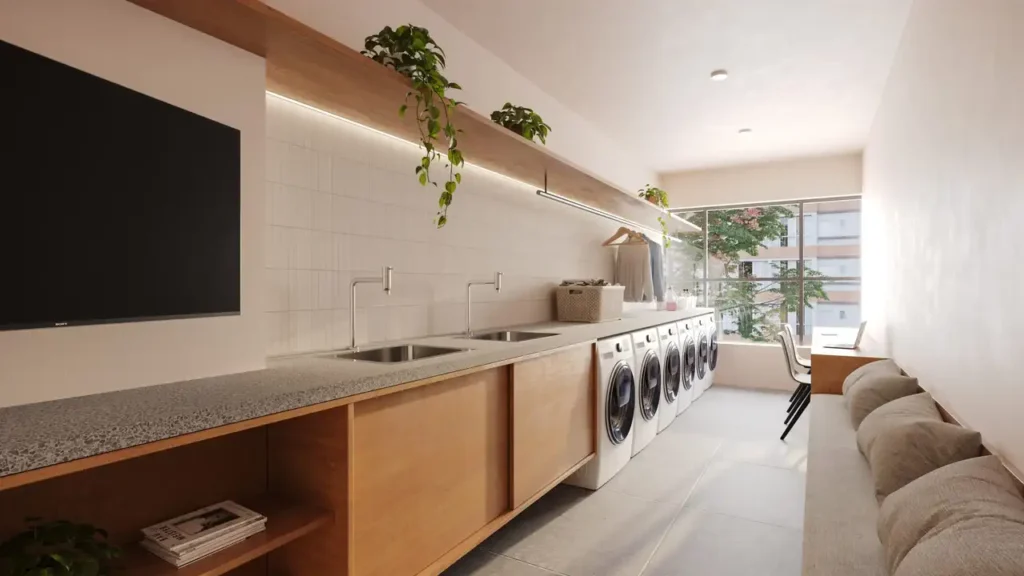New Studio Paulista - NR Bela Vista, São Paulo — Lavanderia, apartamento 1 quartos 27-35m²