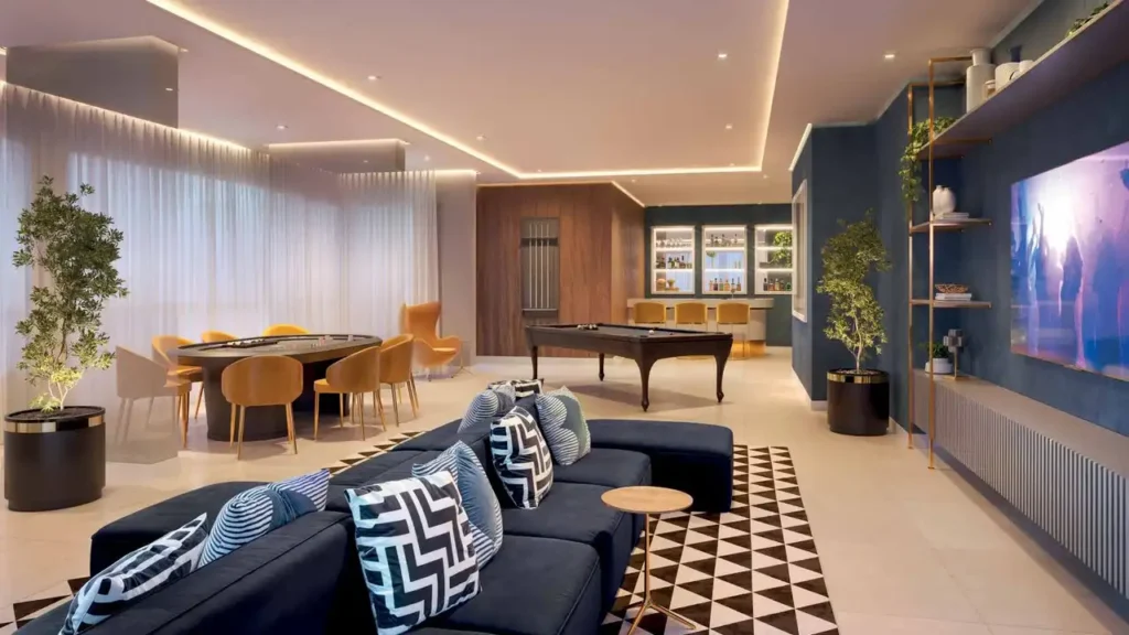 Em construção Mooca: Sala de jogos Palazzo Mooca By Living, 2 quartos 75m²