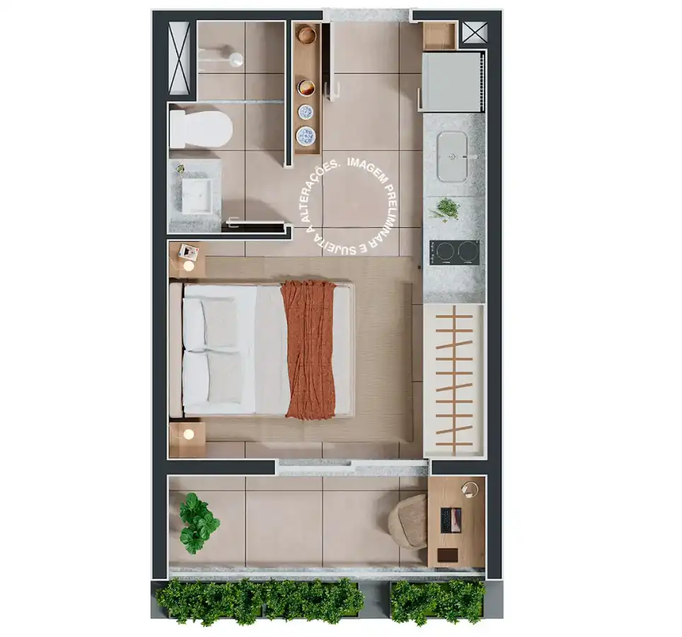 Apartamento 1 quartos 22m² em Santa Cecília — planta Nex One Angélica - NR