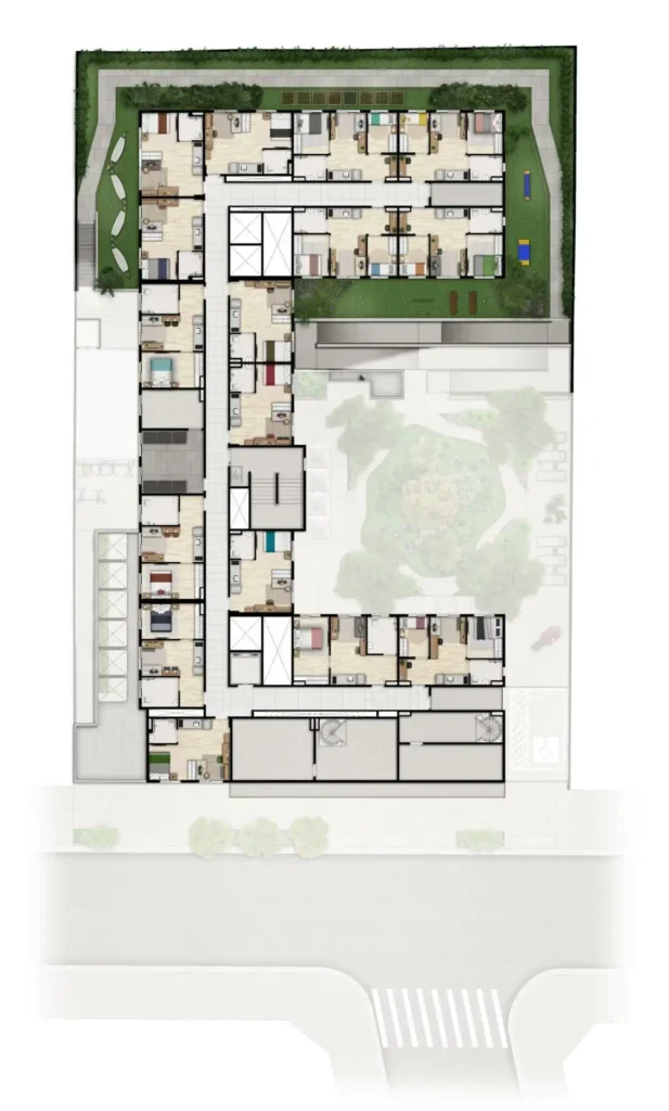 Implantação 1 condomínio Bem Viver Sousa Lima - Residencial — 1-2 quartos em Barra Funda