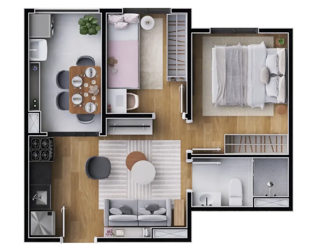 Apartamento 2 quartos 92m² em Barra Funda — planta Pin Barra Funda - Residencial