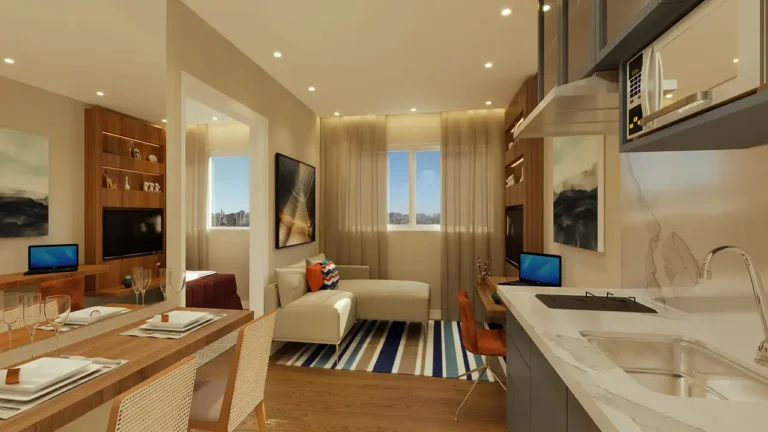 Apartamento 1-2 quartos Vila Mascote — Living do Seletto Santa Catarina