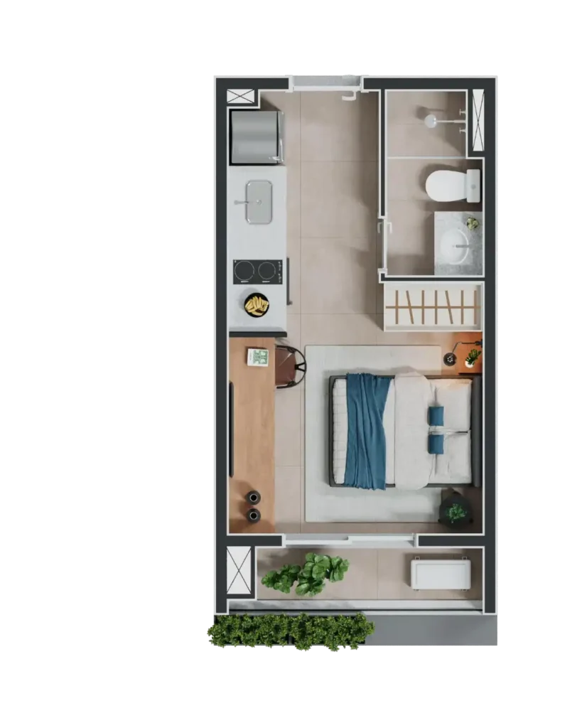Apartamento 1 quartos 22m² em Pinheiros — planta Nex One Estação Clínicas