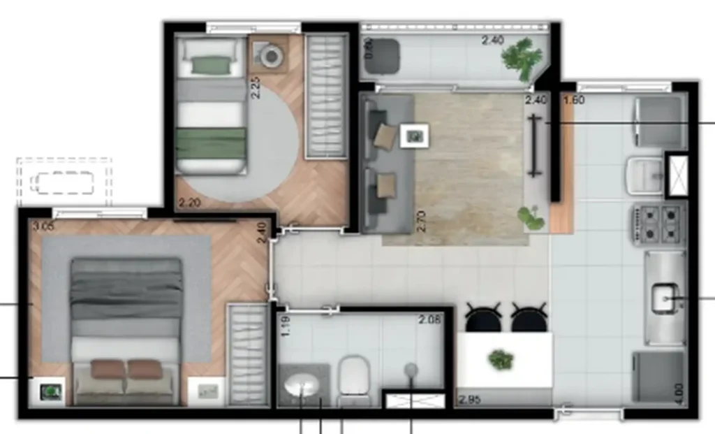 Apartamento 2 quartos 61m² em Barra Funda — planta Concept Barra Funda - Fase 1