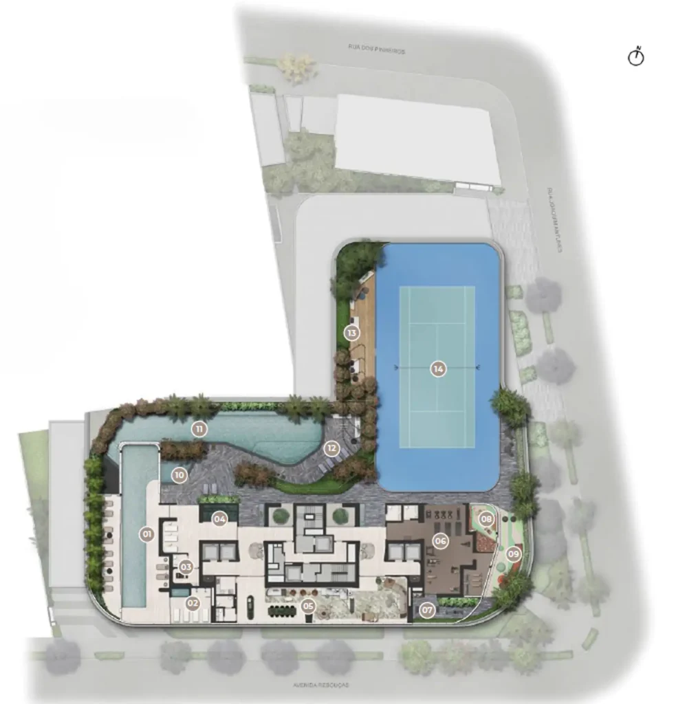 Implantação condomínio Epic Jardim Europa Design by Pininfarina — 4 quartos em Pinheiros