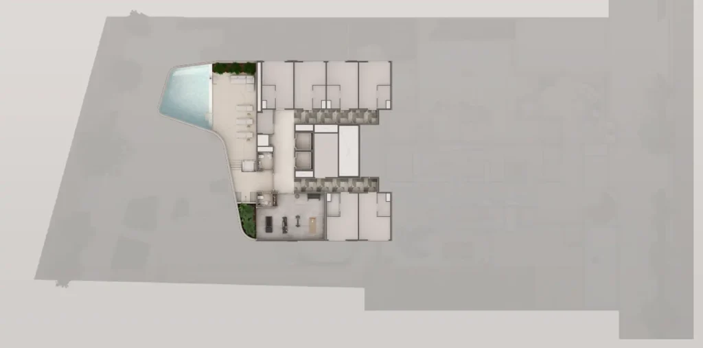 Implantação condomínio Verah Jardins Design Studios - Residencial — 1 quartos em Pinheiros