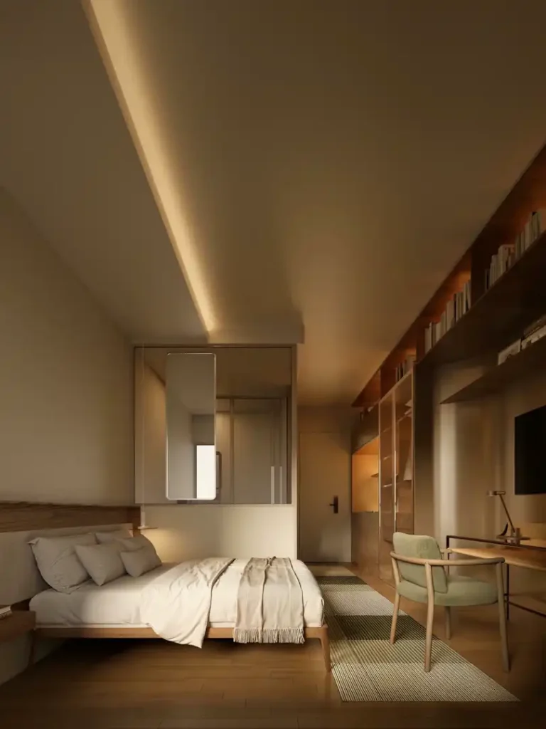 Em construção Pinheiros: Dormitório Verah Jardins Design Studios - NR, 1 quartos 20-27m²