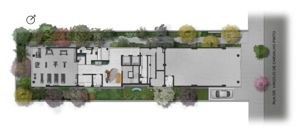 Implantação térreo condomínio Alberito - NR — 1 quartos em Pinheiros