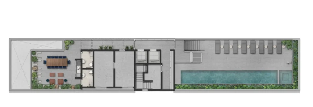 Implantação rooftop condomínio Alberito - Residencial — 1 quartos em Pinheiros