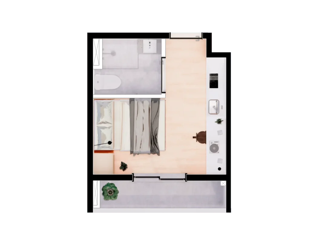 Apartamento 1 quartos 08m² em Santa Cecília — planta Nurban Rua das Palmeiras - NR