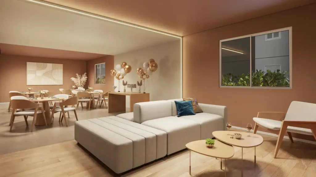 Em construção Barra Funda: Salão de festas Vivaz Clube Barra Funda - Fase 2, 1-2 quartos 24-36m²