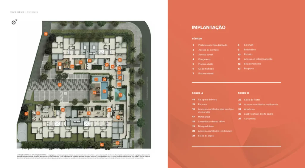 Implantação Térreo condomínio Viva Benx Butantã - NR — 1-2 quartos em Butantã