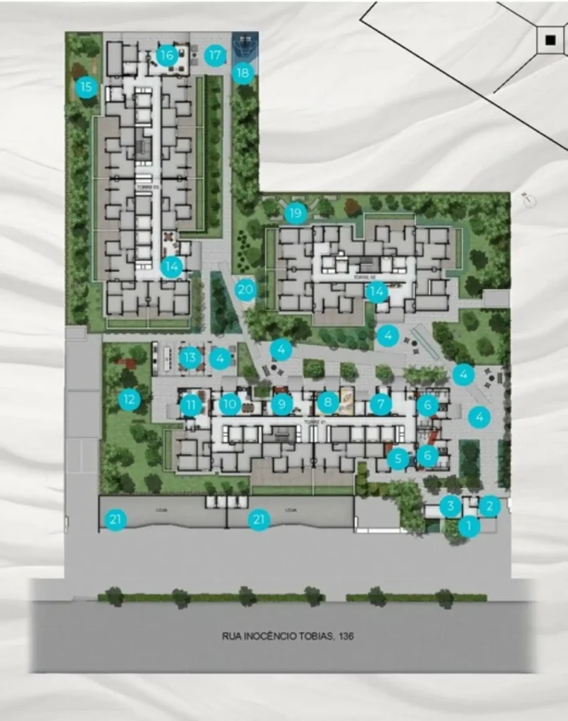 Implantação condomínio Line Barra Funda Residence - Fase 2 — 2 quartos em Barra Funda