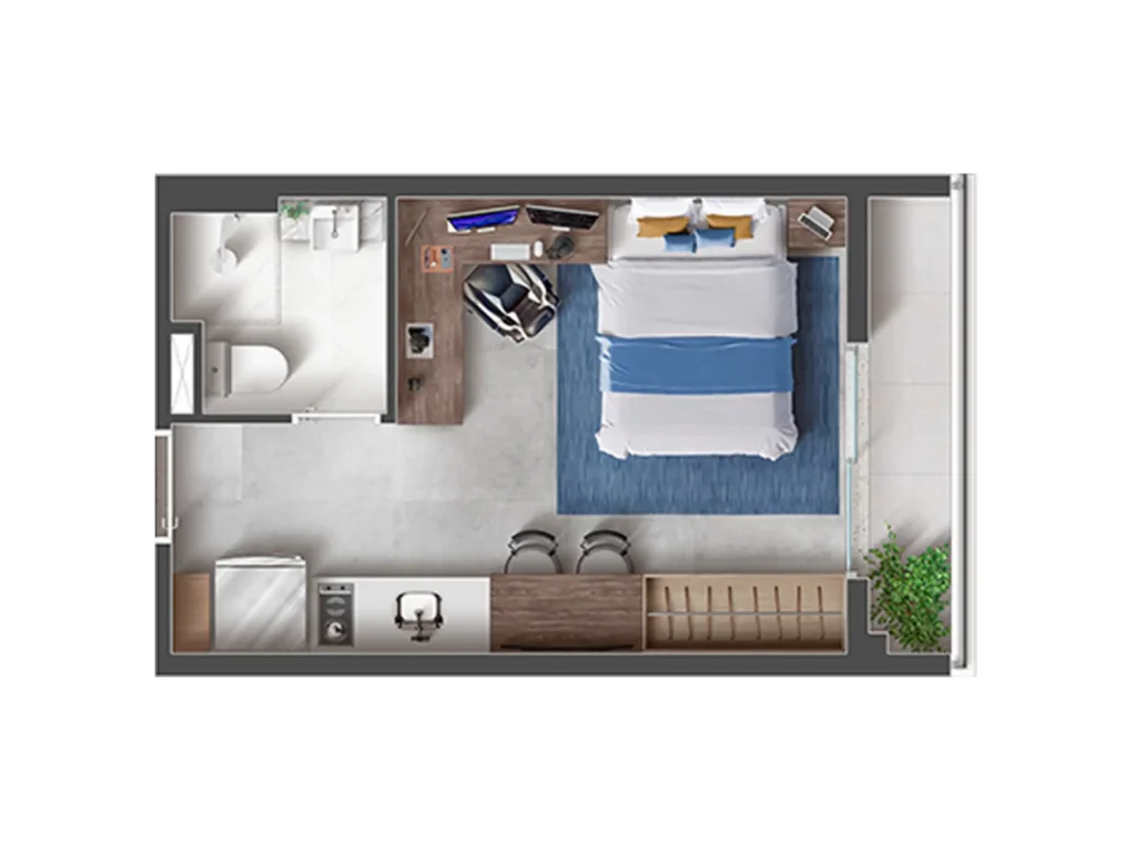 Apartamento 1 quartos 42m² em Pinheiros — planta Vici Faria Lima - Residencial
