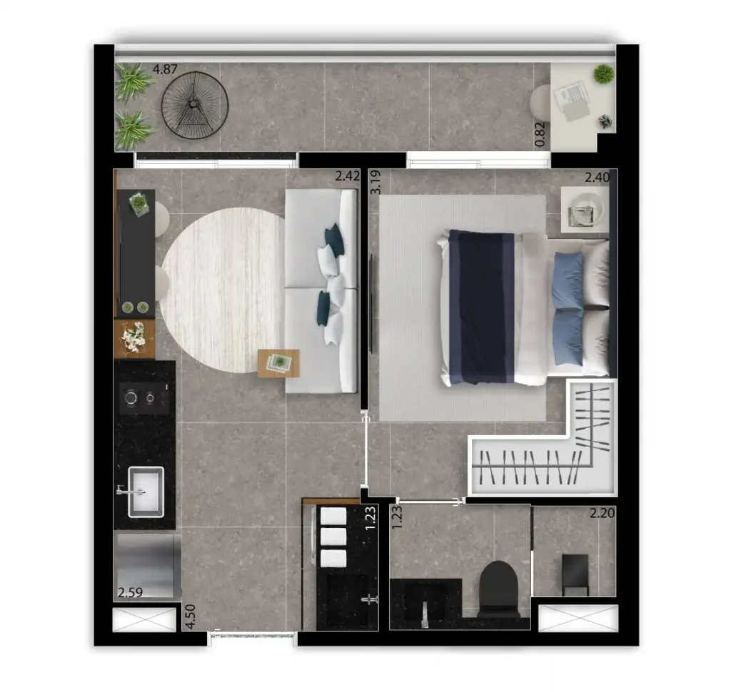 Apartamento 1 quartos 36m² em Vila Olímpia — planta Welconx Vila Olímpia - Residencial