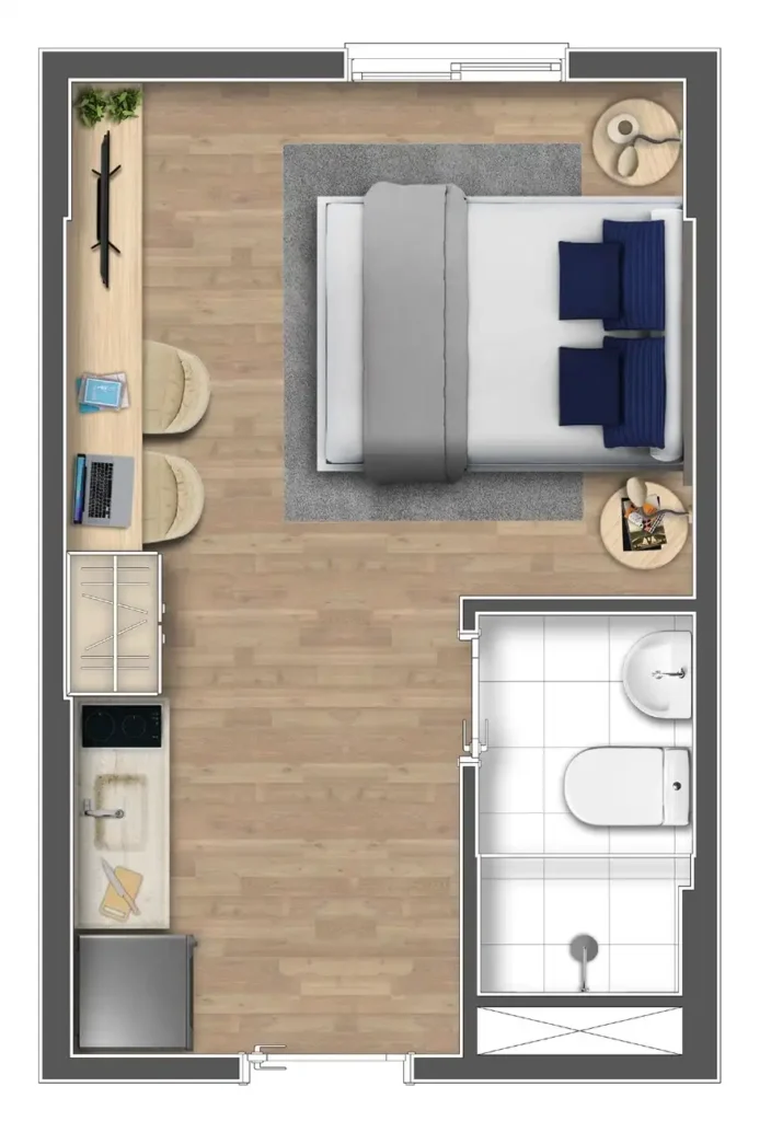 Apartamento 1 quartos 25m² em Brooklin Paulista — planta Mundo Apto Brooklin