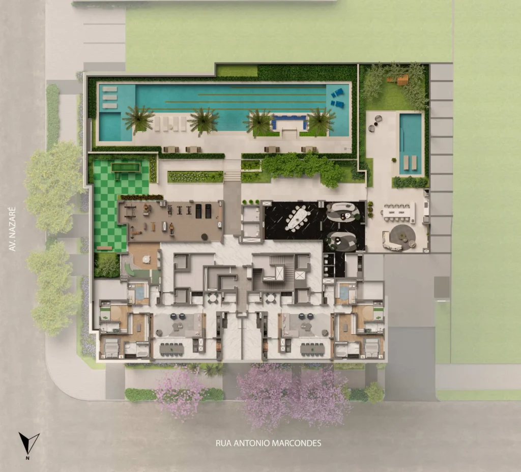 Implantação condomínio Home Boutique By Living Ipiranga - Residencial — 3 quartos em Ipiranga