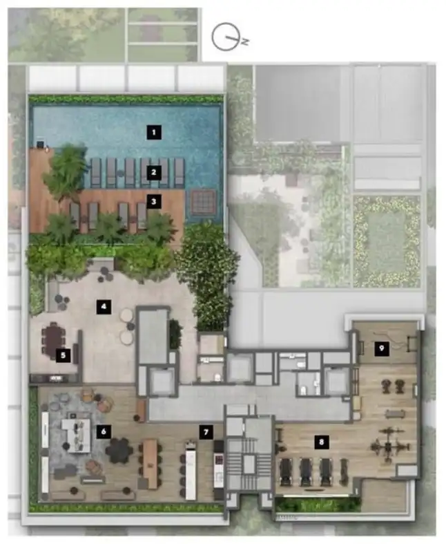 Implantação condomínio Latitude Campo Belo - Studios — 1 quartos em Campo Belo