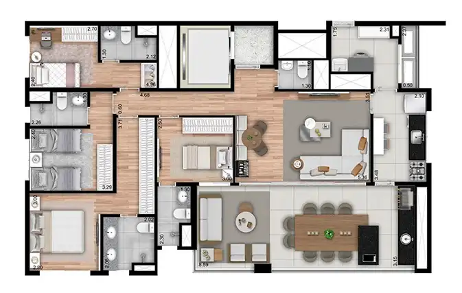 Apartamento 4 quartos 146m² em Ipiranga — planta Dom Ipiranga Apto 41