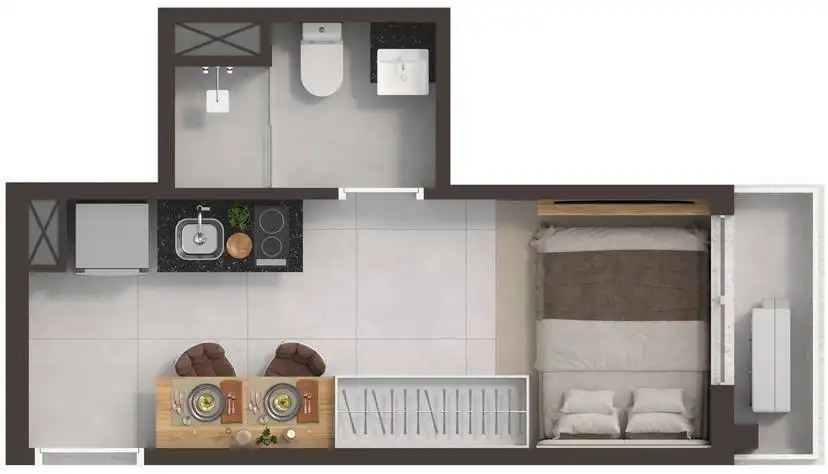 Apartamento 1 quartos 14m² em Vila Ipojuca — planta Vitacon Alto de Pinheiros