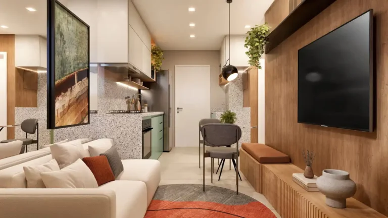 Apartamento 2-3 quartos Jardim Caravelas — Living do Connect Estação João Dias