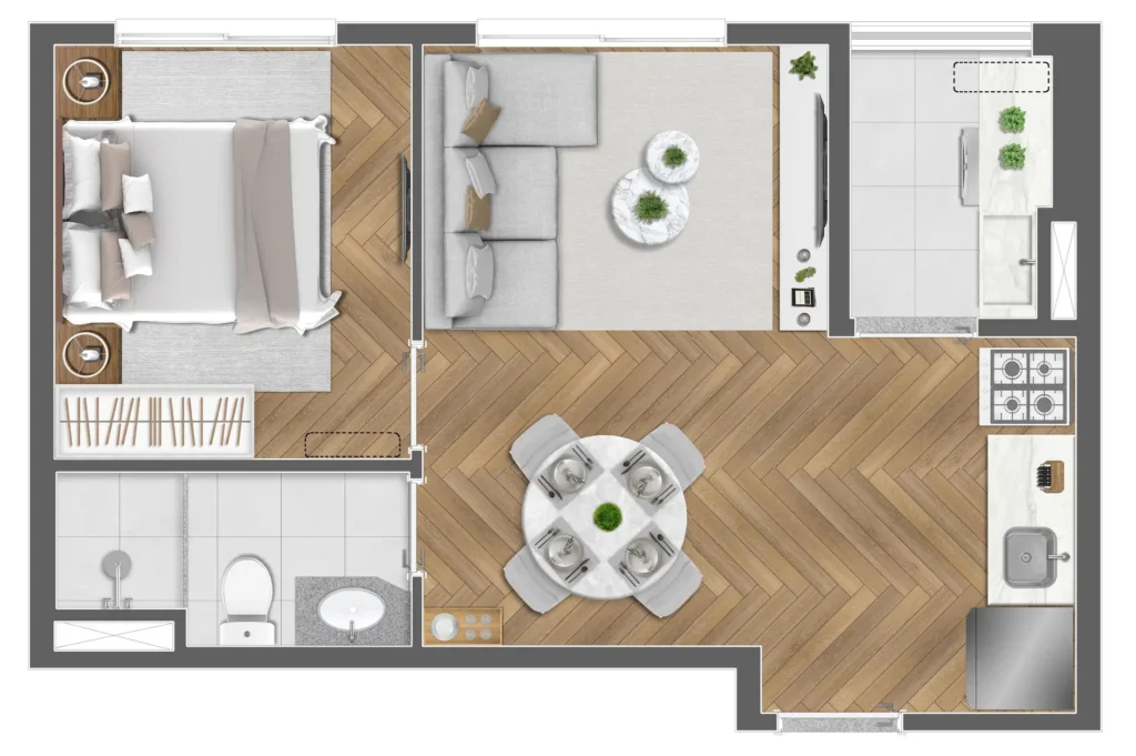 Apartamento 1 quartos 50m² em Tatuapé — planta Golden Life Tatuapé