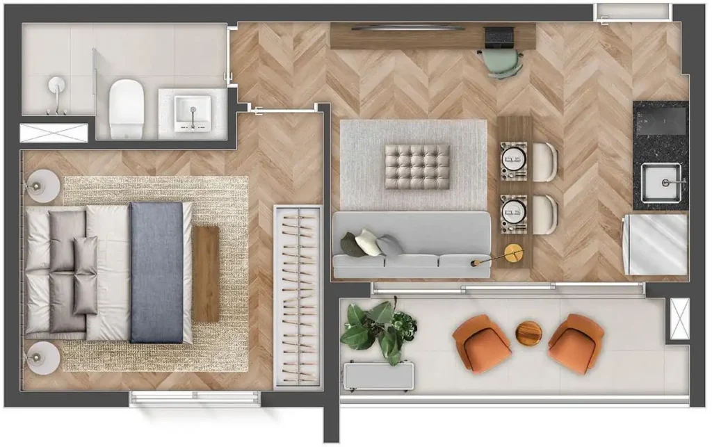 Apartamento 1 quartos 24m² em Aclimação — planta Urbanpark Aclimação - Residencial