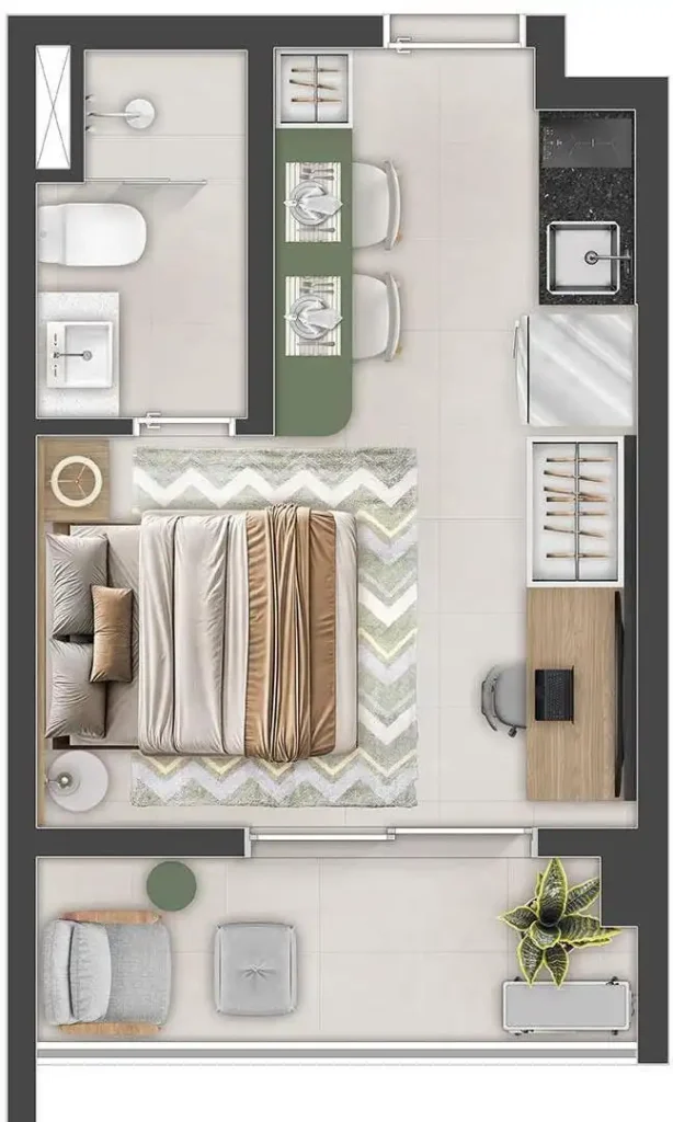 Apartamento 1 quartos 02m² em Aclimação — planta Urbanpark Aclimação - Studios