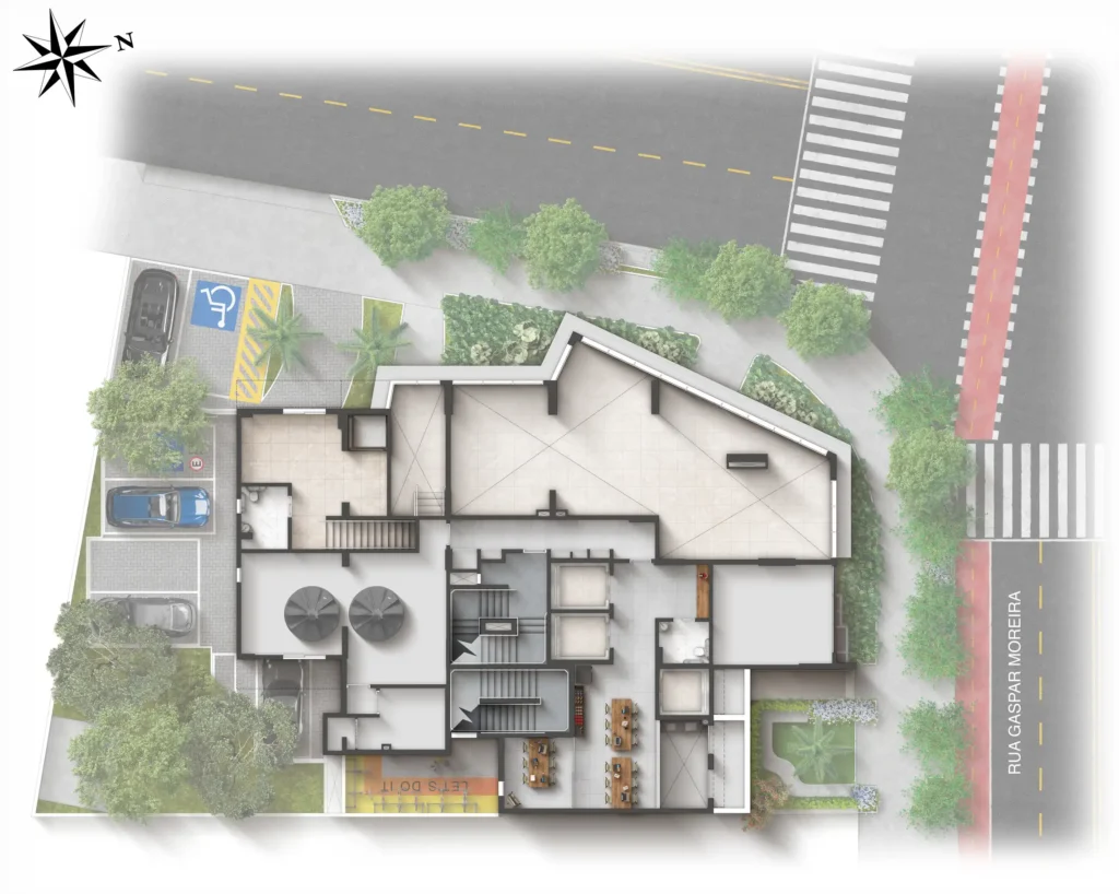 Implantação 1º condomínio Point Butantã - Residencial — 1 quartos em Butantã