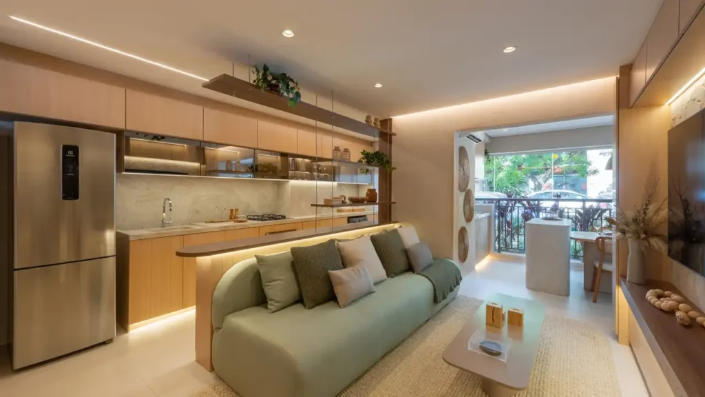 Em construção Butantã: Living BoulevarDiálogo Butantã, 2-3 quartos 80-135m²