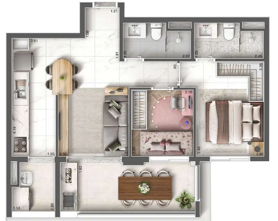 Apartamento 2 quartos 60m² em Vila Dom Pedro I — planta Arch Nazaré Residence