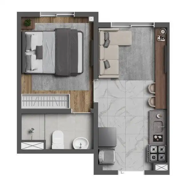 Apartamento 1 quartos 06m² em Chácara Klabin — planta Vivaz Connection Klabin