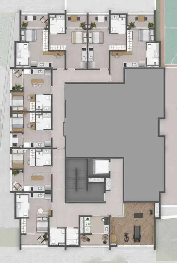 Implantação 1 condomínio Geo Vila Mariana — 1 quartos em Vila Mariana