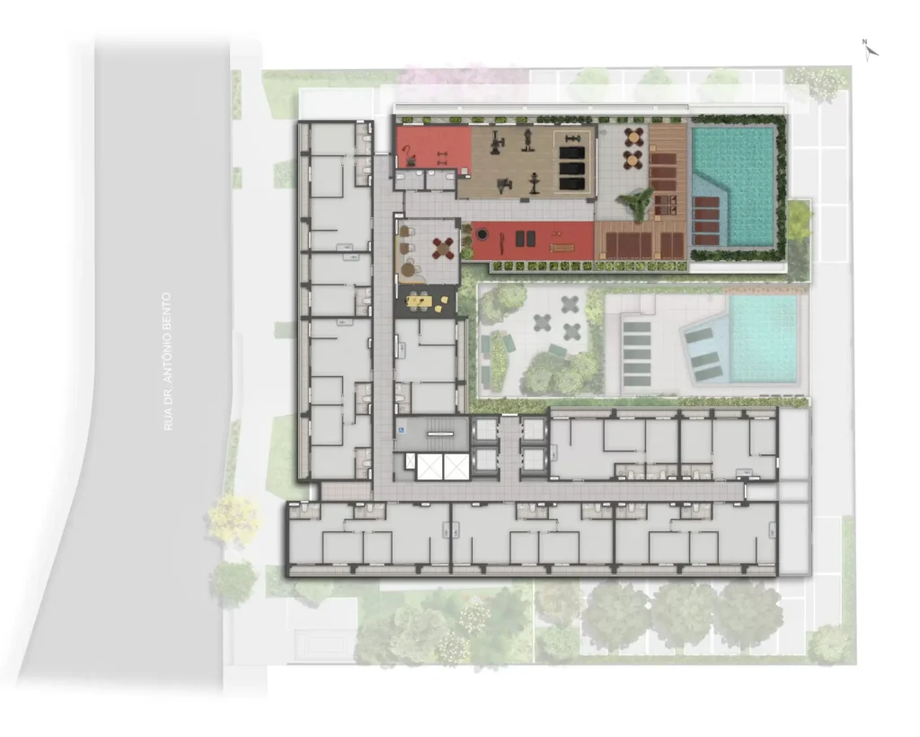 Implantação 14 condomínio Monumental Residencial Conx - Residencial — 1-3 quartos em Santo Amaro