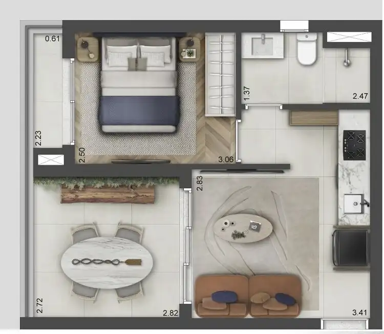 Apartamento 1 quartos 55m² em Jardim Paulista — planta Galeria Lorena - Residencial