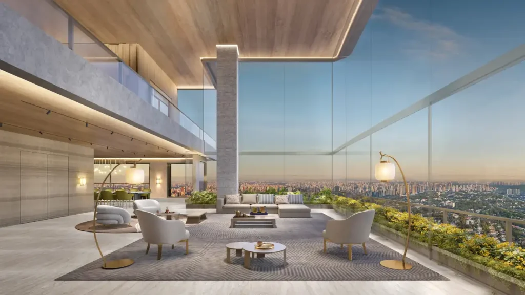 Em construção Jardim Guedala: Living Vista Cyrela Milano, 4 quartos 348-710m²