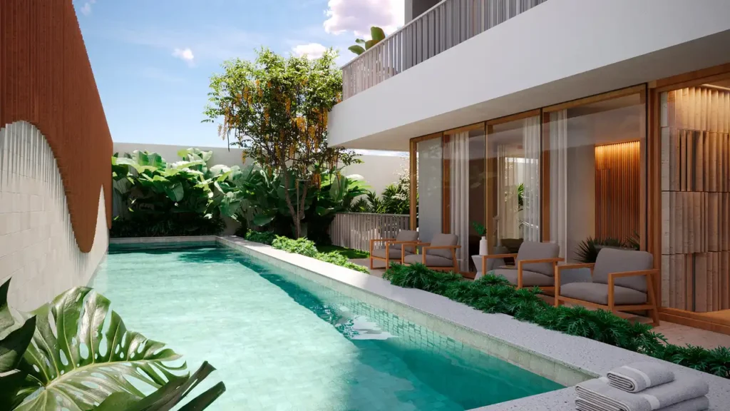 Apartamento 2 quartos Jardins — Perspectiva ilustrada piscina do Blend 468