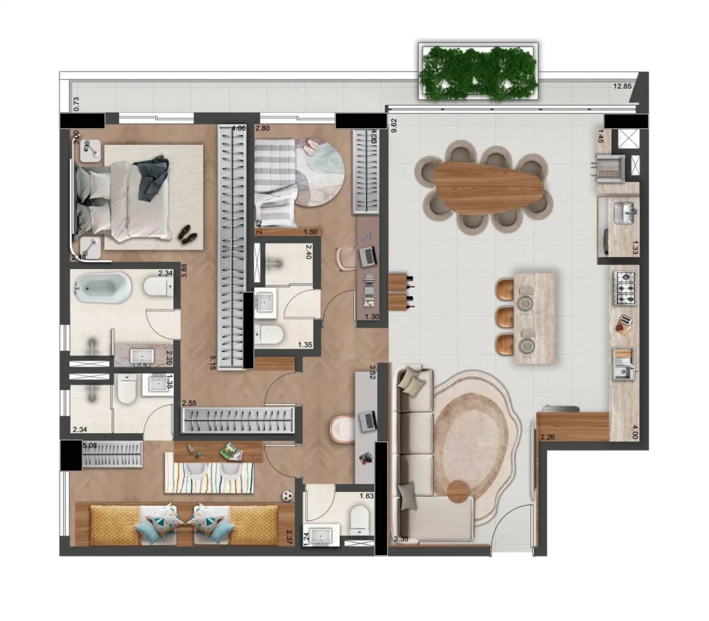 Apartamento 3 quartos 25m² em Tatuapé — planta Alta Floresta - Residencial