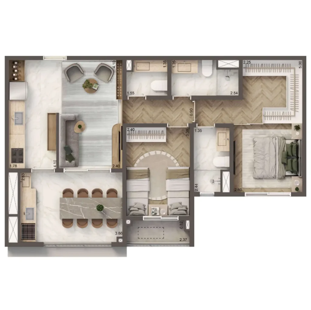 Apartamento 2 quartos 71m² em Brooklin Paulista — planta The Residence Brooklin By Living
