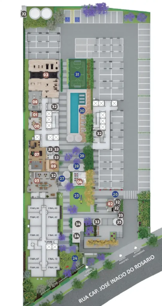 Implantação térreo condomínio Cidade Lapa Pompéia - Residencial — 2 quartos em Parque Residencial da Lapa