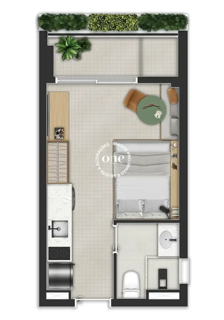 Apartamento 1 quartos 24m² em Itaim Bibi — planta Nex One Joaquim Floriano
