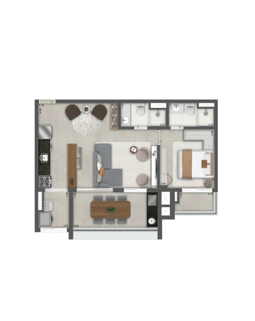Apartamento 2 quartos 69m² em Vila Mariana — planta Mac Vila Mariana
