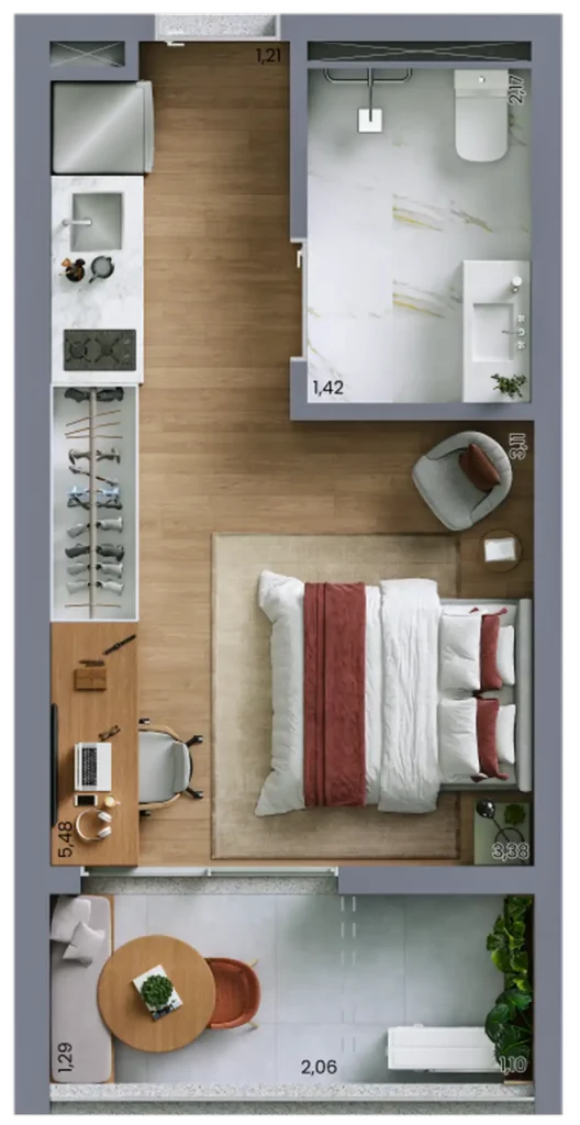 Apartamento 1 quartos 27m² em Vila Nova Conceição — planta Vert Vila Nova - NR