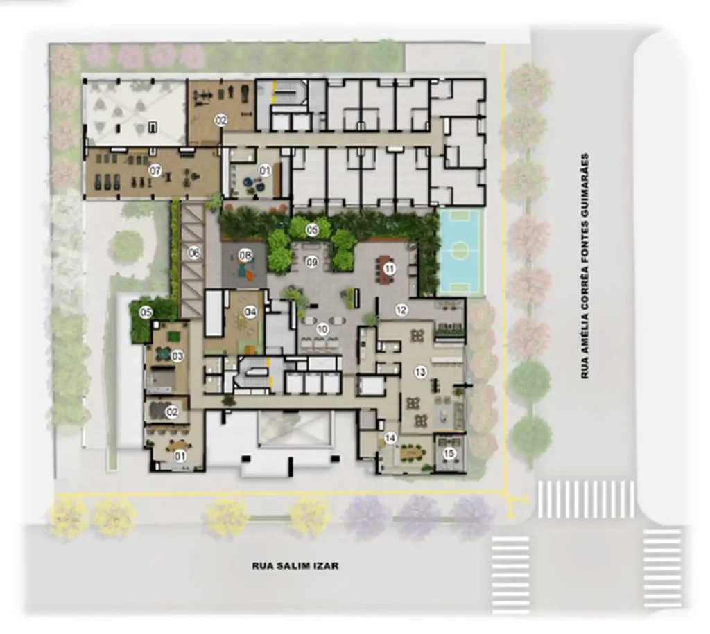 Implantação condomínio Vista Jardim Guedala - Residencial — 2-3 quartos em Jardim Guedala