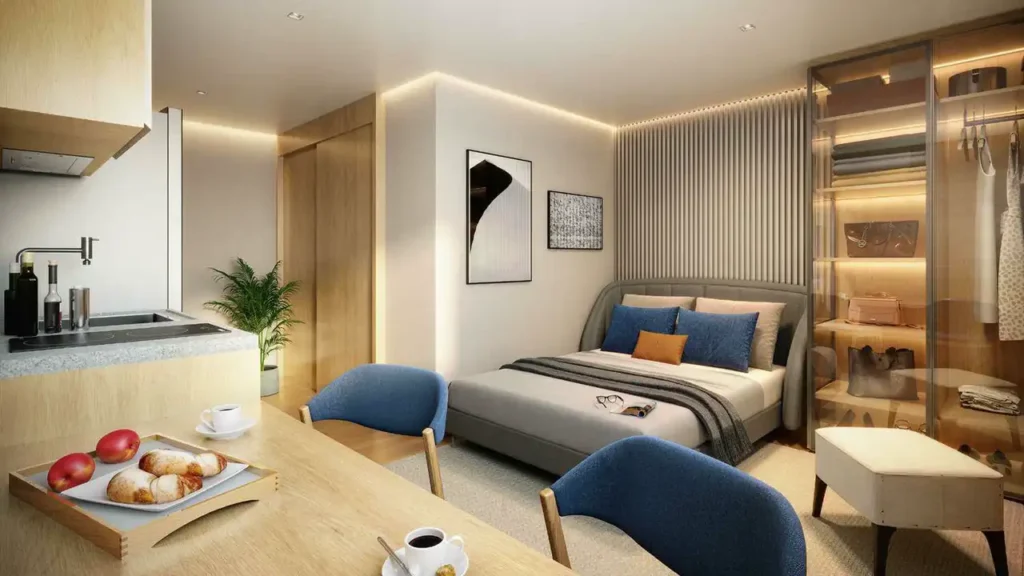 Dormitório Vista Jardim Guedala - NR Jardim Guedala — 1 quartos 21-22m², Cambur Construtora