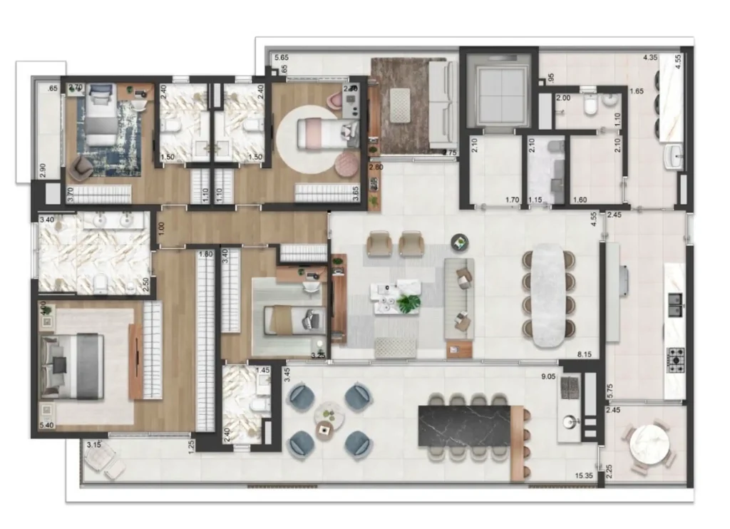 Apartamento 4 quartos 254m² em Ibirapuera — planta Casa Ibirapuera Apto 21