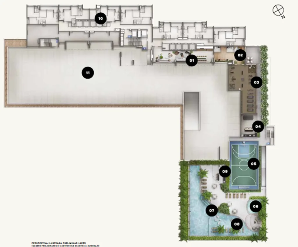 Implantação condomínio Garden Design Private Park Residence — 2-3 quartos em Lapa