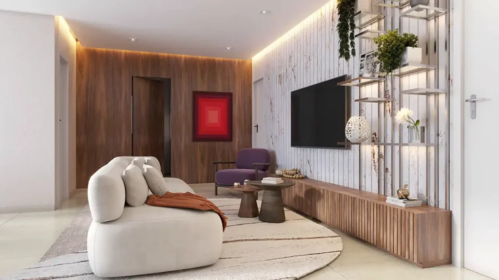 Living decorado 98 m2 — WDS Essência Perdizes (WDS Construtora), 3 quartos em Perdizes