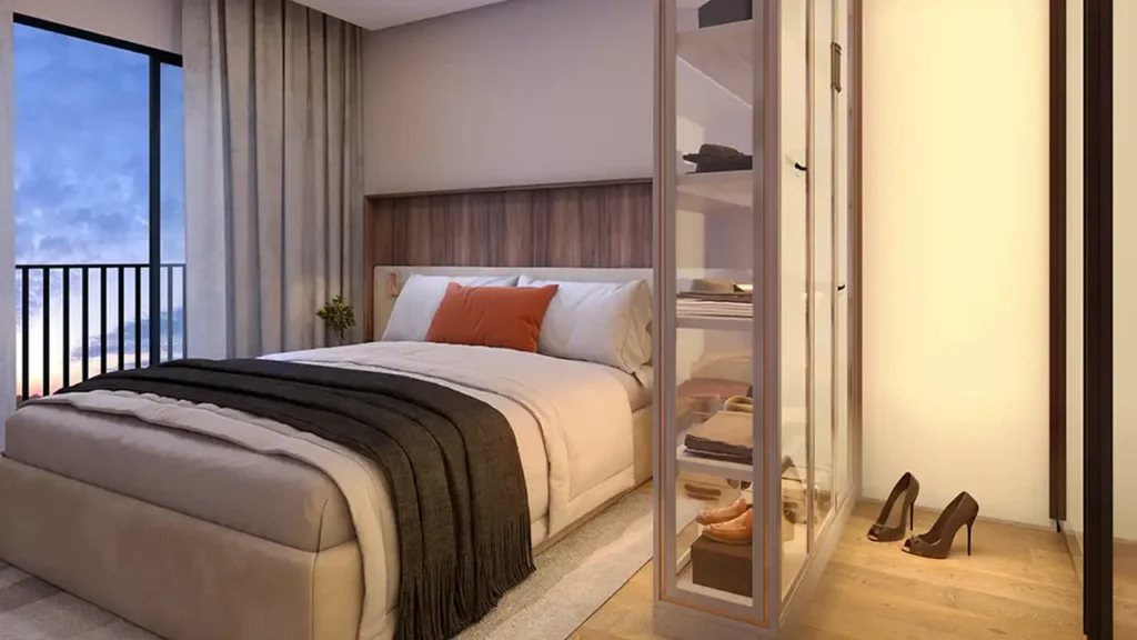 Em construção Perdizes: Dormitório apartamento 98 m2 WDS Essência Perdizes, 3 quartos 99-100m²